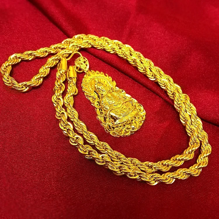 Men Accessories Look - الرجال AU999 24K عقد ذهب حقيقي