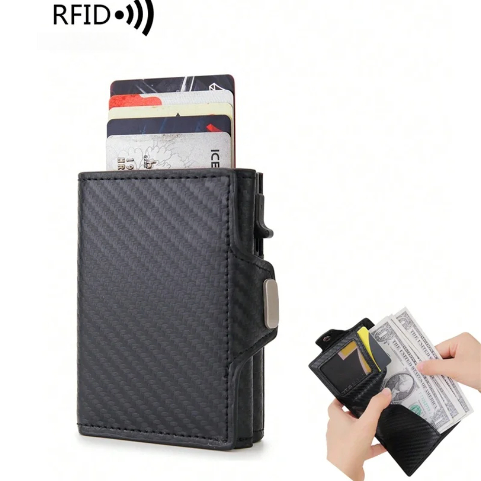 Bifold Leather Wallet - محفظة رجالية مانعة لسرقة بيانات RFID،