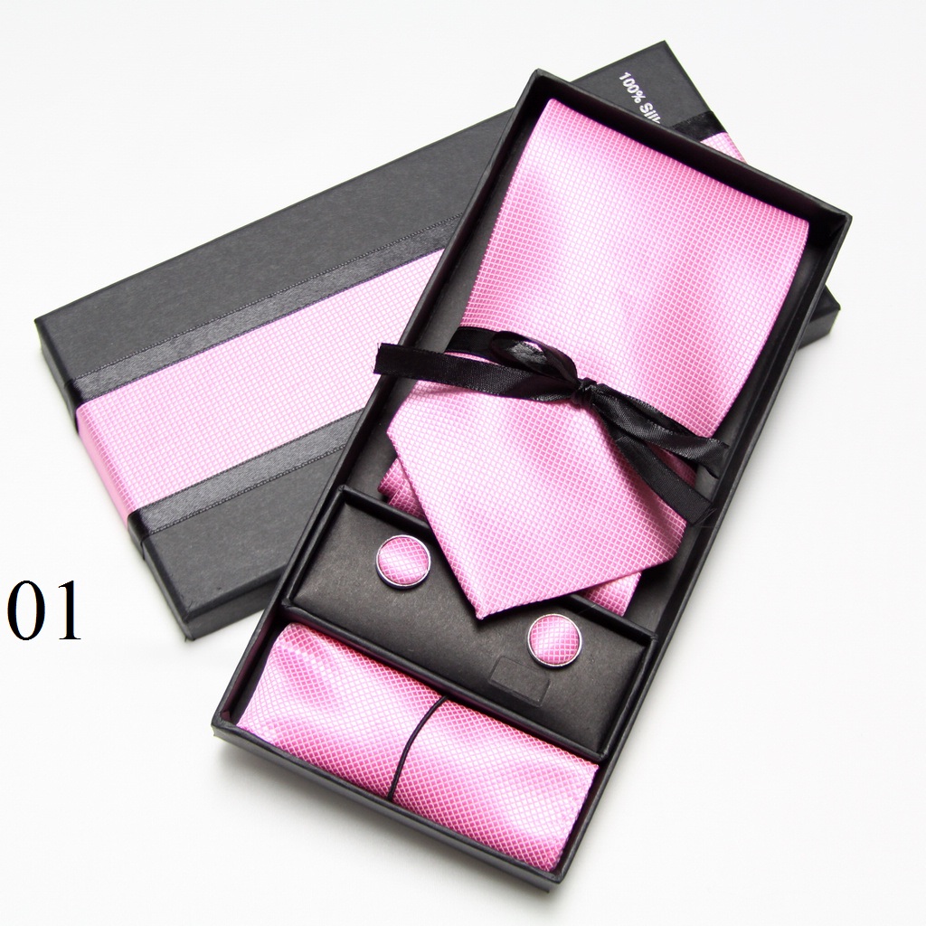 طقم ربطة عنق صلبة مع علبة، أزر - مراجعة Men Accessories Combo Set وسعره