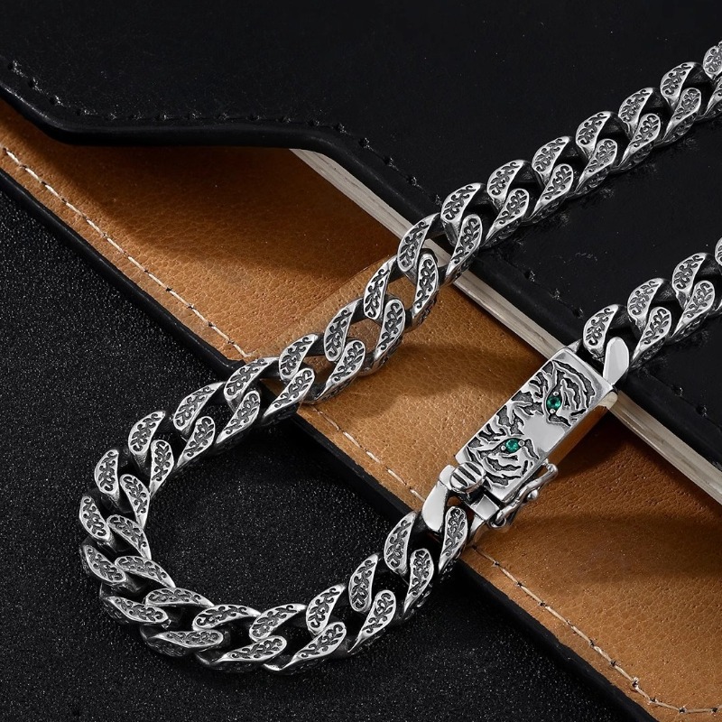 سلسلة كوبية بطبعة نمر جريئة لل - مراجعة Men'S Accessories Instagram وسعره