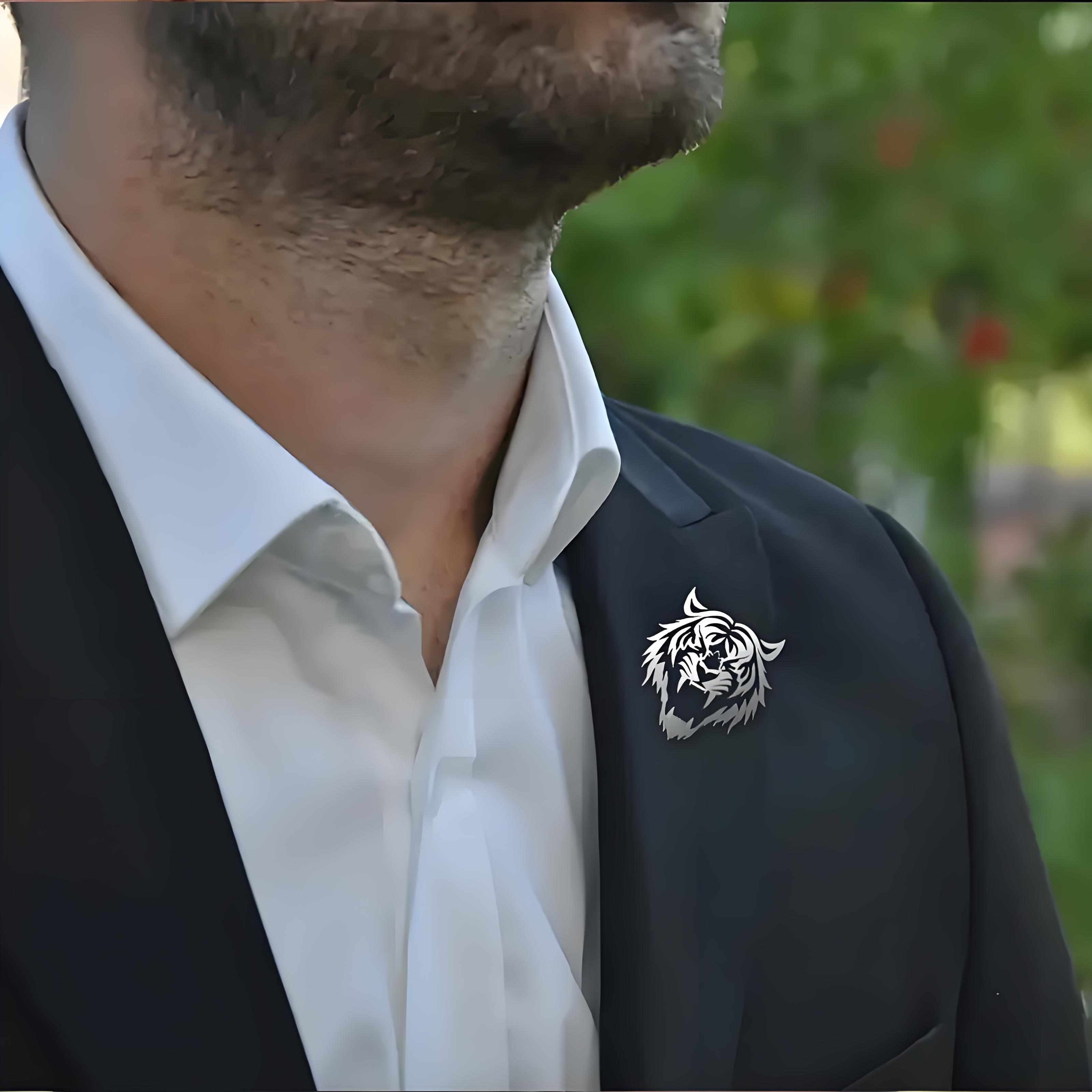 دبوس طية صدر السترة برأس النمر - مراجعة Men Accessories Brooch وسعره
