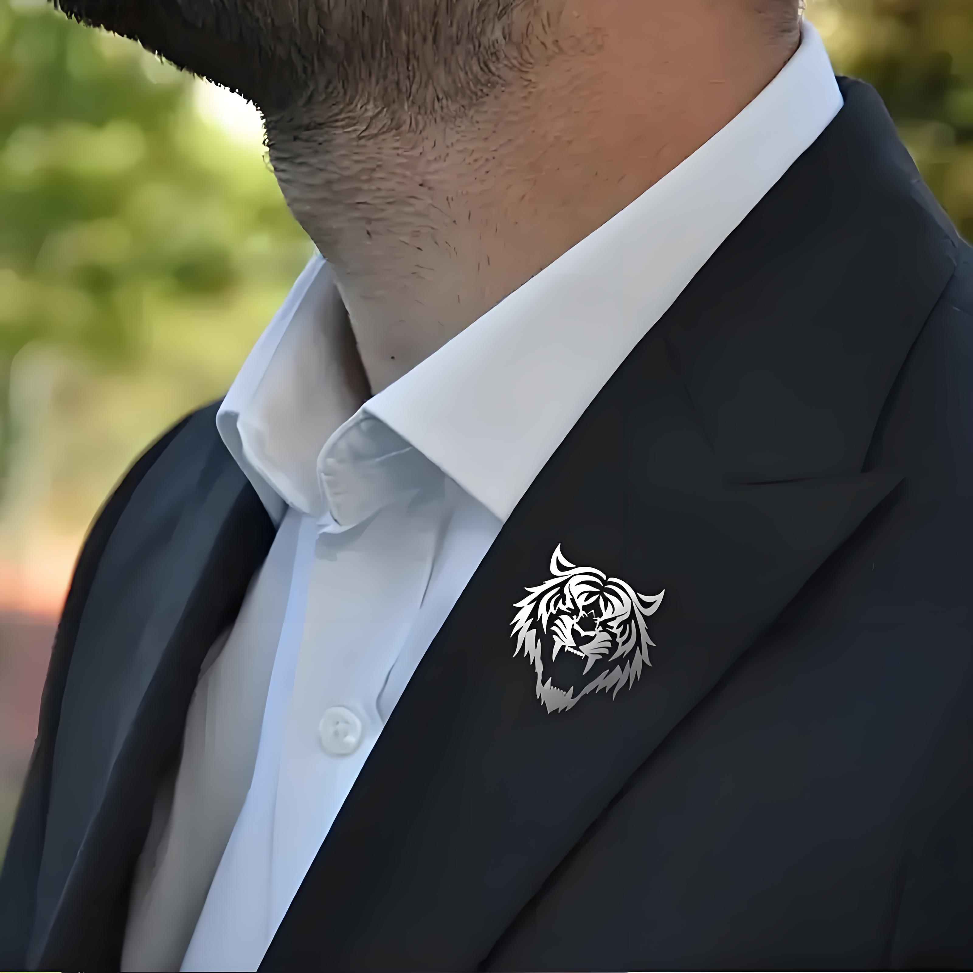 دبوس طية صدر السترة برأس النمر - مراجعة Men Accessories Brooch وسعره