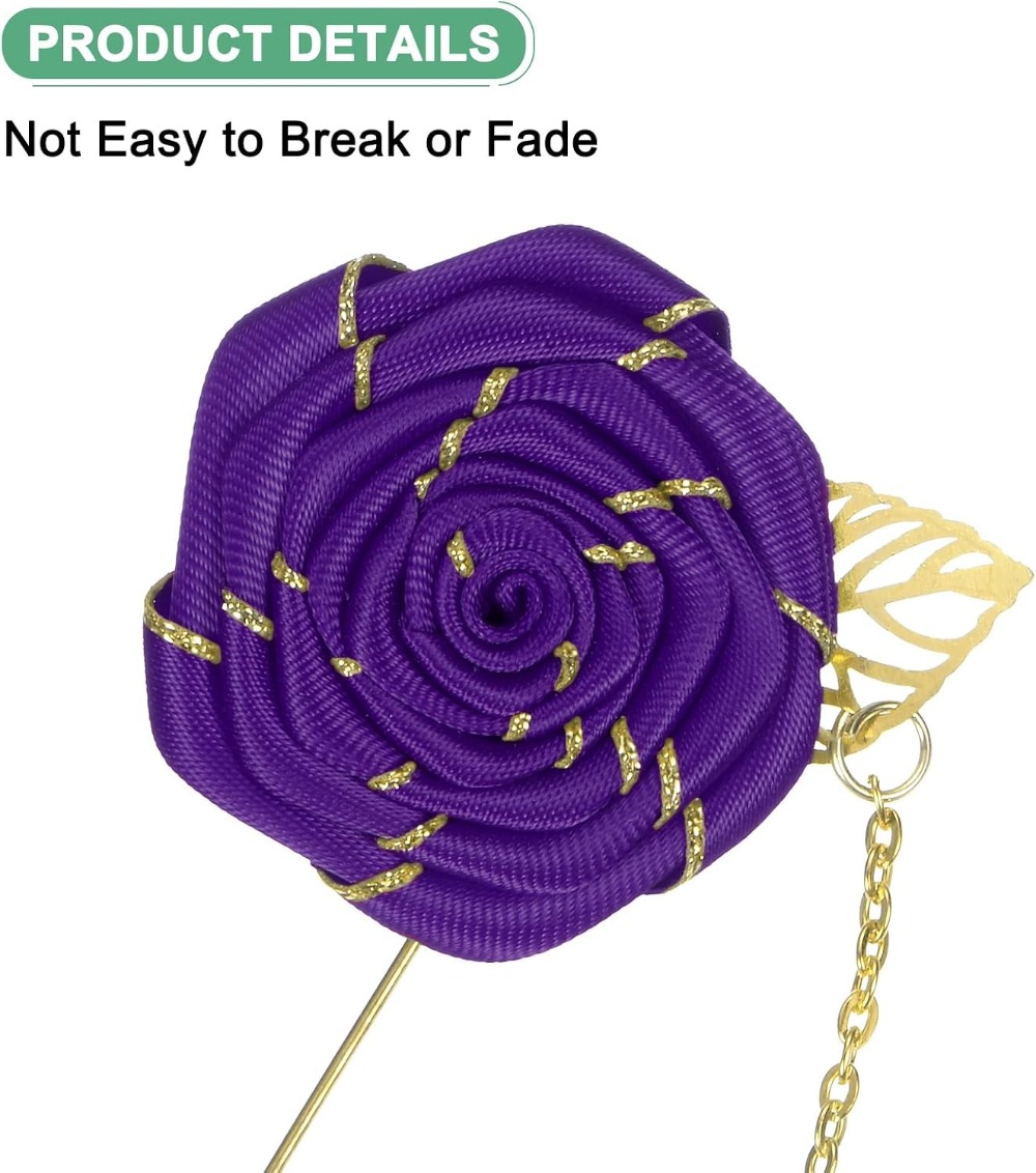 دبوس زهرة الورد المصنوع من الق - مراجعة Men Accessories Brooch وسعره