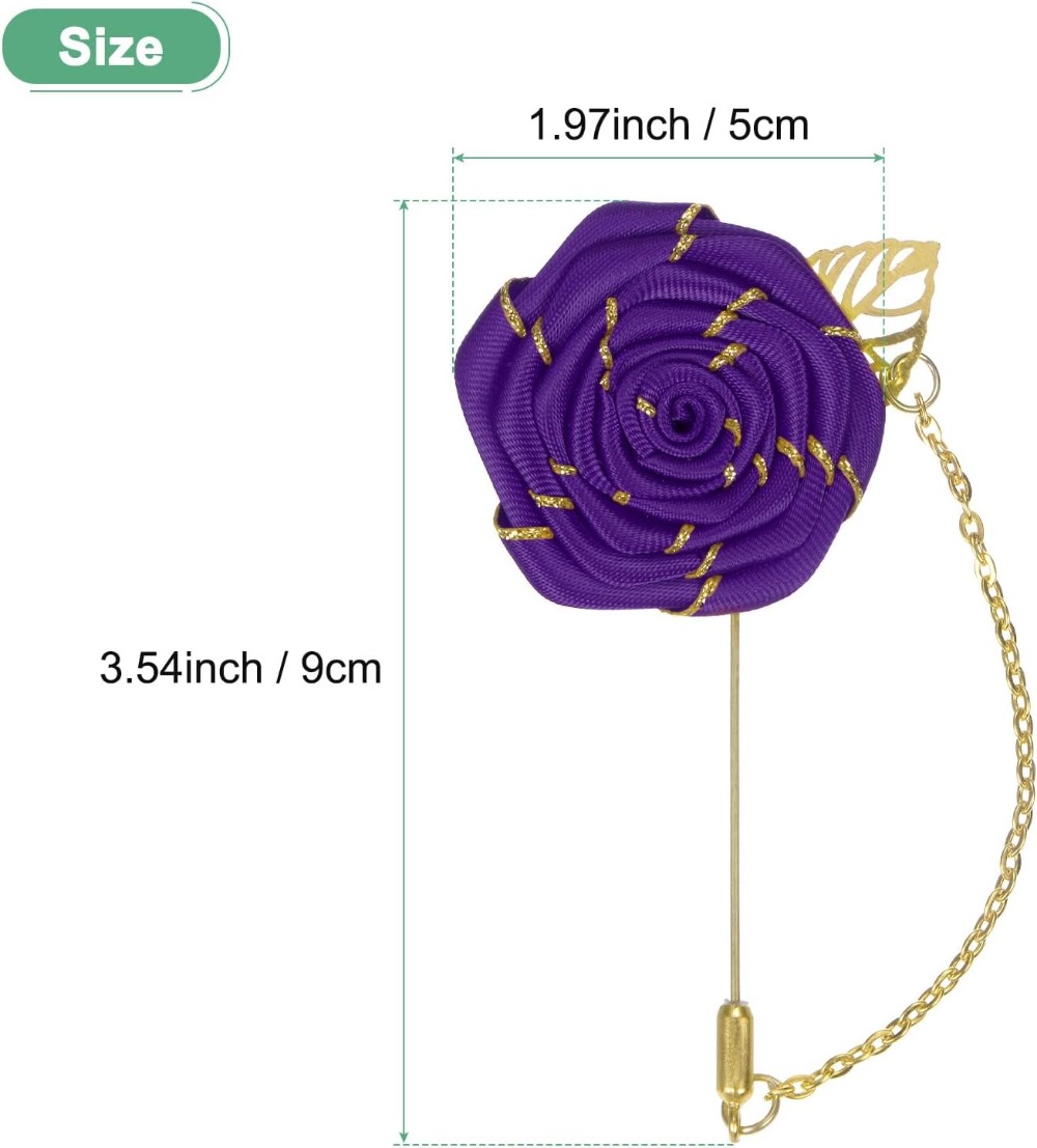 دبوس زهرة الورد المصنوع من الق - مراجعة Men Accessories Brooch وسعره