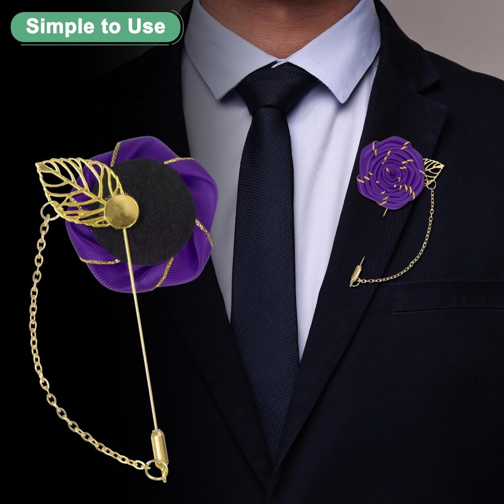 دبوس زهرة الورد المصنوع من الق - مراجعة Men Accessories Brooch وسعره